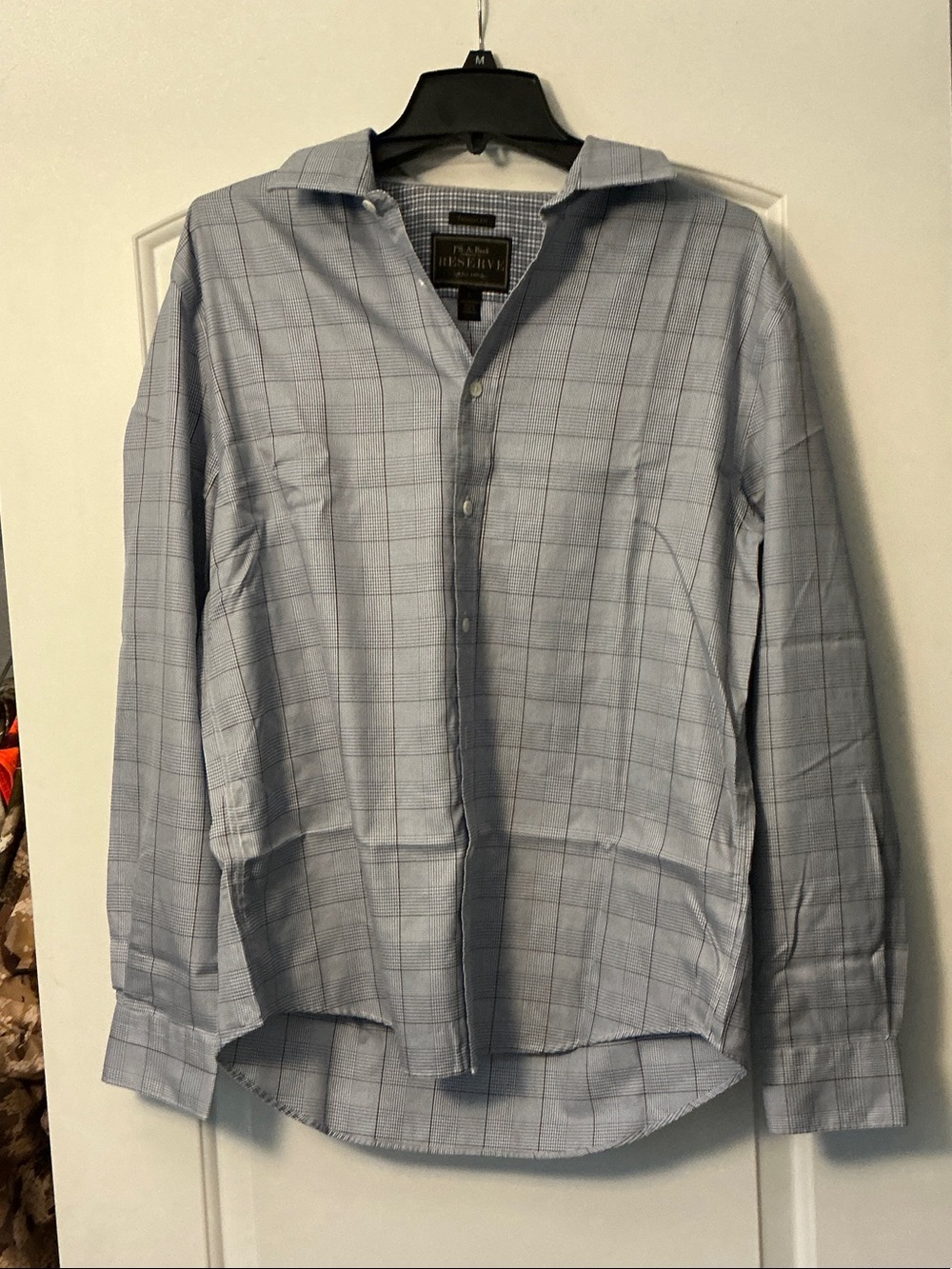 Banana Republic Men's Light Blue Windowpane Long-Sleeve Dress Shirt